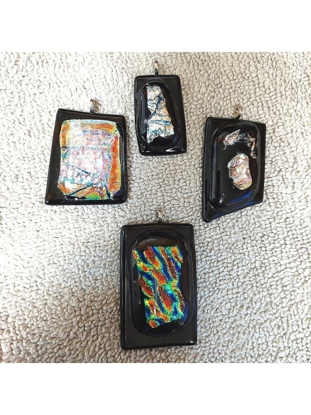 Set of 5 Fused Glass Pendants